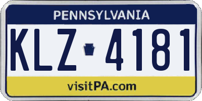 PA license plate KLZ4181
