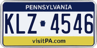 PA license plate KLZ4546