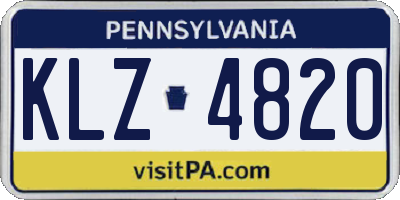 PA license plate KLZ4820