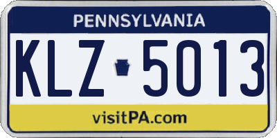 PA license plate KLZ5013
