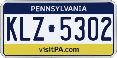 PA license plate KLZ5302