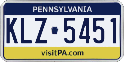 PA license plate KLZ5451