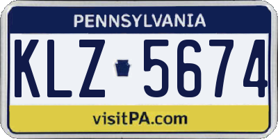 PA license plate KLZ5674