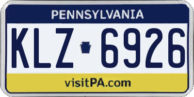 PA license plate KLZ6926