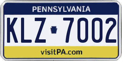 PA license plate KLZ7002