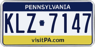 PA license plate KLZ7147
