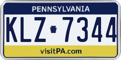 PA license plate KLZ7344