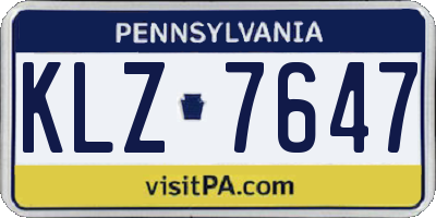 PA license plate KLZ7647