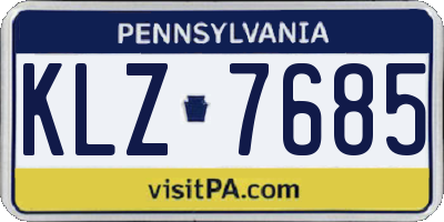 PA license plate KLZ7685