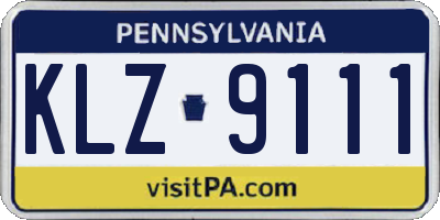 PA license plate KLZ9111