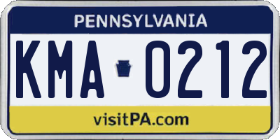 PA license plate KMA0212