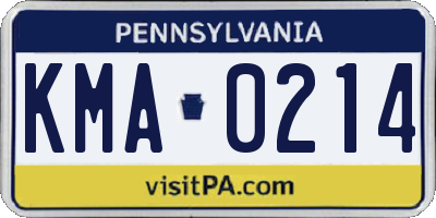 PA license plate KMA0214