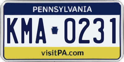 PA license plate KMA0231