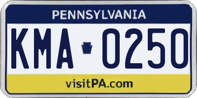 PA license plate KMA0250