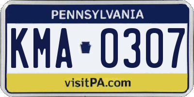PA license plate KMA0307