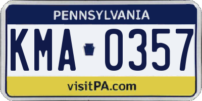 PA license plate KMA0357