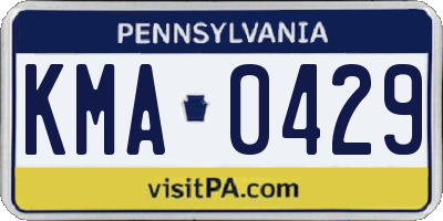 PA license plate KMA0429