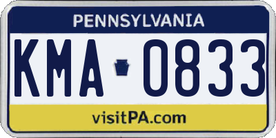 PA license plate KMA0833