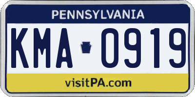 PA license plate KMA0919