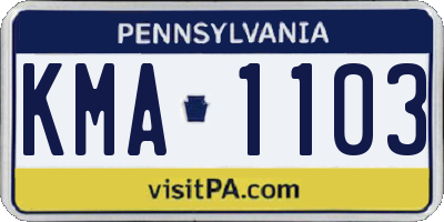 PA license plate KMA1103