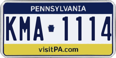PA license plate KMA1114