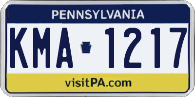 PA license plate KMA1217