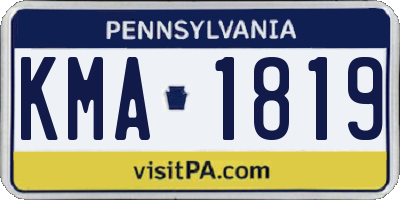 PA license plate KMA1819