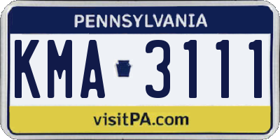 PA license plate KMA3111