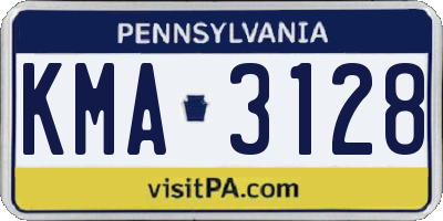 PA license plate KMA3128