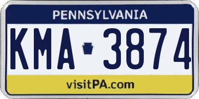 PA license plate KMA3874