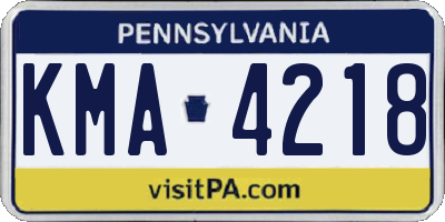 PA license plate KMA4218
