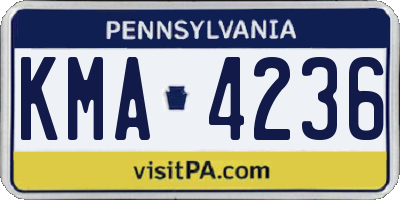 PA license plate KMA4236