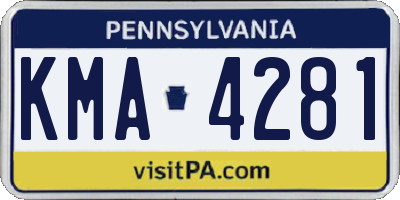 PA license plate KMA4281