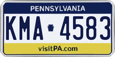 PA license plate KMA4583