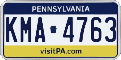 PA license plate KMA4763