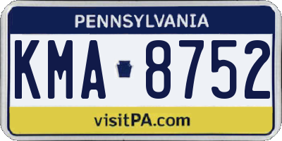 PA license plate KMA8752