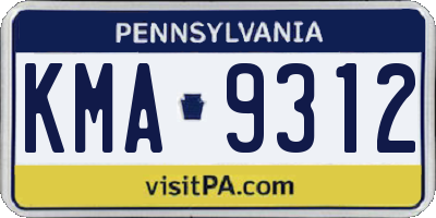 PA license plate KMA9312