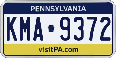 PA license plate KMA9372