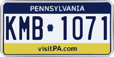 PA license plate KMB1071