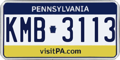 PA license plate KMB3113