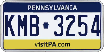 PA license plate KMB3254