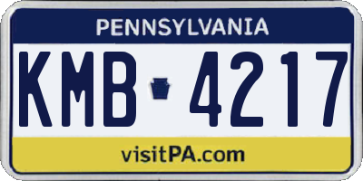 PA license plate KMB4217