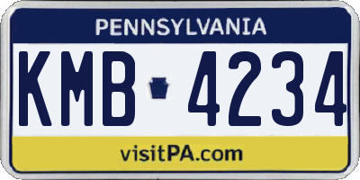 PA license plate KMB4234