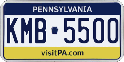 PA license plate KMB5500