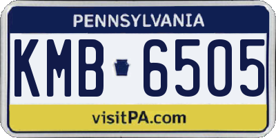 PA license plate KMB6505