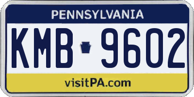 PA license plate KMB9602