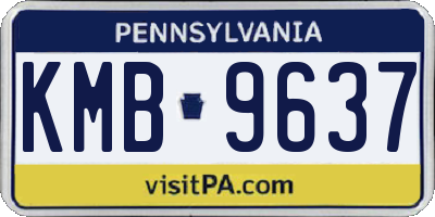 PA license plate KMB9637