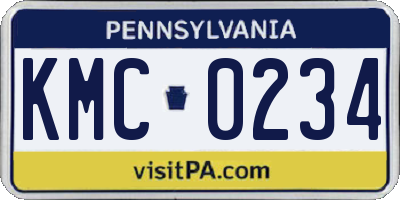 PA license plate KMC0234