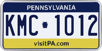 PA license plate KMC1012
