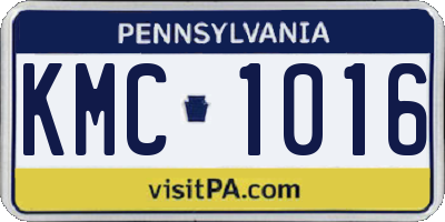 PA license plate KMC1016